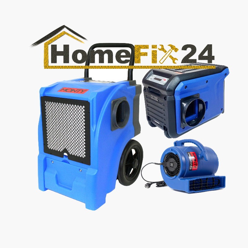 Bautrockner von HomeFix24, bereit zum Einsatz nach einem Wasserschaden